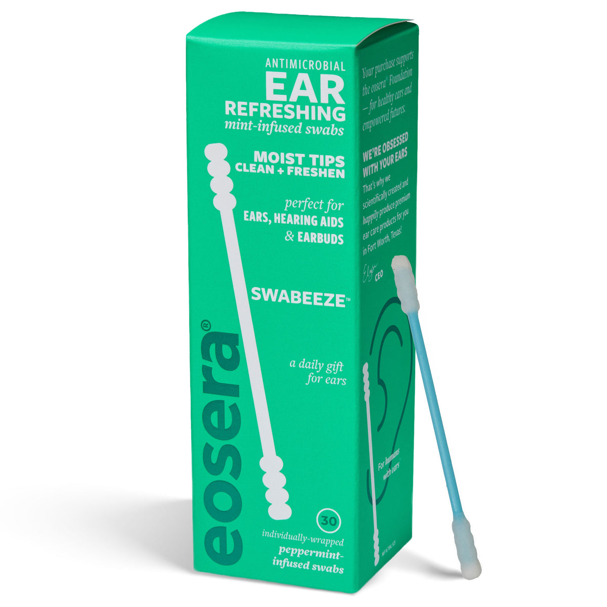 Swabeeze  Ear Refreshing Antimicrobial Swabs (30 Count), Wholesale Case Pack (24 Units)